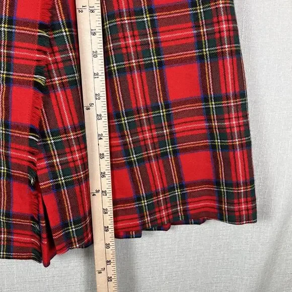 VTG Aljean 100% Wool Pleated Kilt Wrap Size 8 Midi Long Skirt Midi Canada Red - Picture 6 of 10